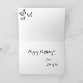 Gold & Aquamarin Butterfly Geburtstagskarte Dankeskarte (Innenseite)