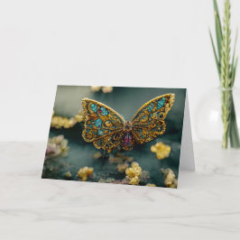 Gold & Aquamarin Butterfly Geburtstagskarte Dankeskarte