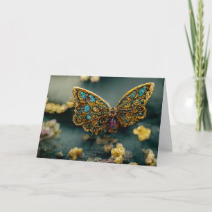 Gold & Aquamarin Butterfly Geburtstagskarte Dankeskarte