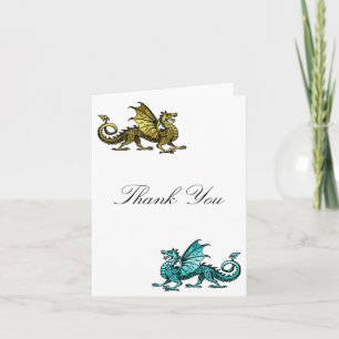Gold Aquamarin Dragon Dankeschön Card Dankeskarte