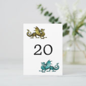 Gold Aquamarin Dragon Tischnummer Postcard (Stehend Vorderseite)