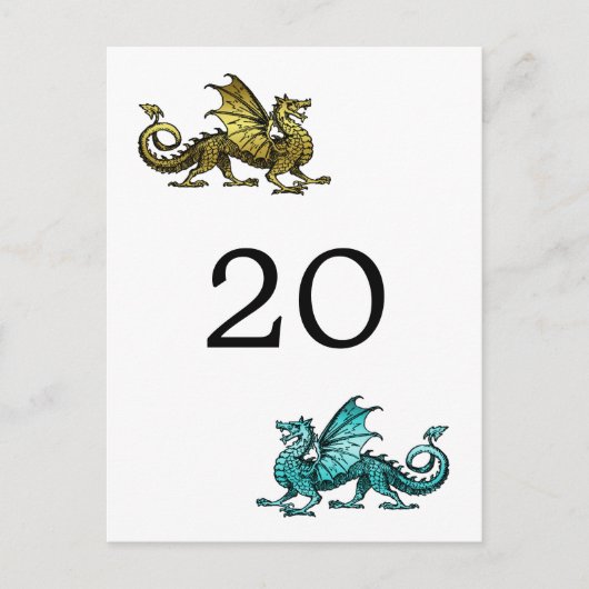 Gold Aquamarin Dragon Tischnummer Postcard (Vorderseite)