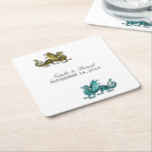 Gold Aquamarin Dragon Wedding Paper Untersetzer (angewinkelt)