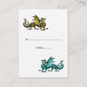 Gold Aquamarin Dragon Wedding Platzkarte