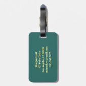 Gold, Aquamarin und dunkelgrau, flüssig, DIY Monog Gepäckanhänger (Rückseite vertikal)