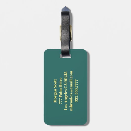 Gold, Aquamarin und dunkelgrau, flüssig, DIY Monog Gepäckanhänger (Rückseite vertikal)