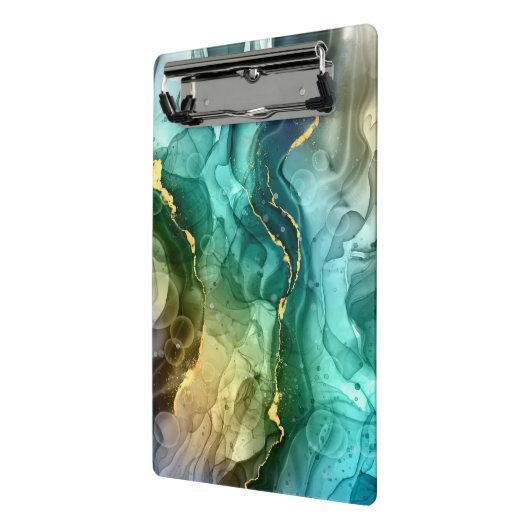 Gold, Aquamarin und dunkelgrau, flüssig Mini Klemmbrett (Gewinkelt2)