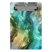 Gold, Aquamarin und dunkelgrau, flüssig Mini Klemmbrett (Vorderseite)