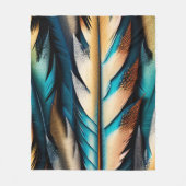 Gold & Aquamarine Federn Kunst Fleecedecke (Vorderseite)