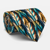 Gold & Aquamarine Federn Kunst Krawatte (Gerollt)