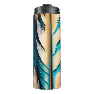 Gold & Aquamarine Federn Kunst Thermosbecher