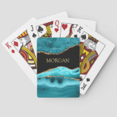 Gold & Aquamarine Gattung, Glitzer, Goldname auf s Spielkarten (Rückseite)