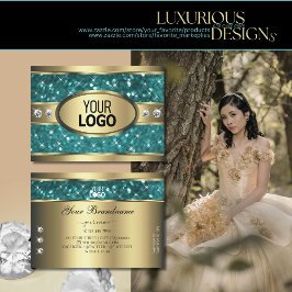 Gold Aquamarine Glitzer Leuchtstars Diamanten hinz Visitenkarte