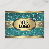 Gold Aquamarine Glitzer Leuchtstars Diamanten hinz Visitenkarte (Vorderseite)