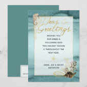 Gold & Aquamarine Meere & Grüße Weihnachten an der (Vorne/Hinten)