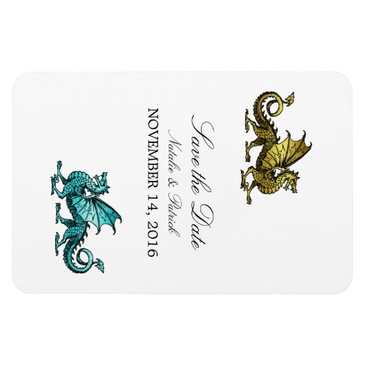 Gold Aquamariner Drache Speichern Sie das Date Mag Magnet (Horizontal)