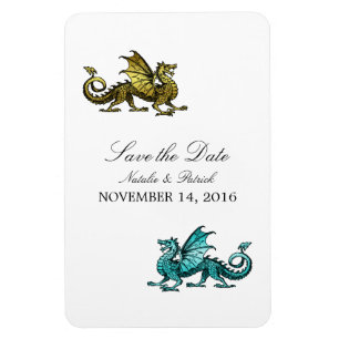 Gold Aquamariner Drache Speichern Sie das Date Mag Magnet