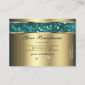 Gold Aquamariner Glitzer Lumineszente Sterne Diama Visitenkarte (Rückseite)