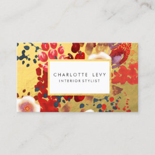 Gold Aquarell Abstrakte Blumenart Stylist Visitenkarte