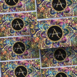 Gold Aquarell und Nebula Mandala Visitenkarte