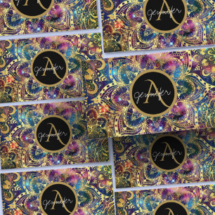 Gold Aquarell und Nebula Mandala Visitenkarte