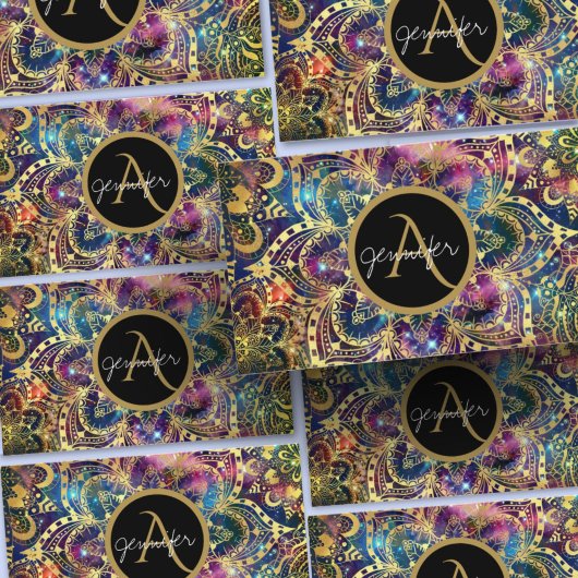 Gold Aquarell und Nebula Mandala Visitenkarte