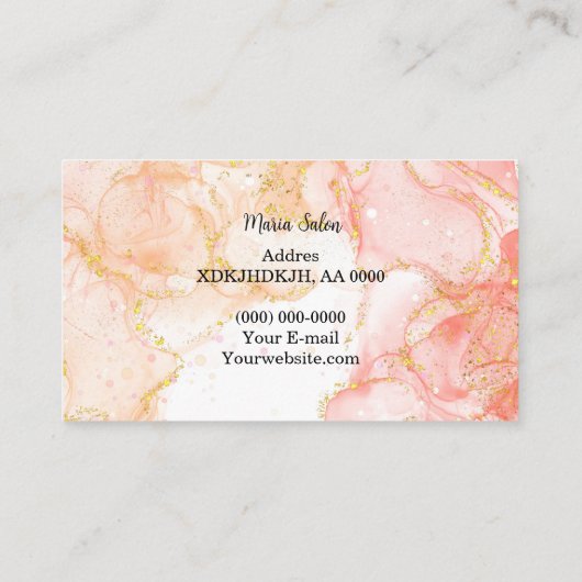 Gold-Aquarell-Visitenkarte für Roten Glitzer Visitenkarte (Rückseite)