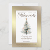 Gold Aquarell Weihnachtsbaumfirma Party Einladung (Vorderseite)