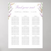 Gold & Aquarelllavender Wedding Seating Chart Poster (Vorne)