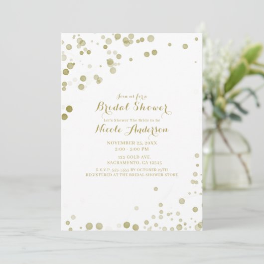 Gold Aquarelltöne Modernes, sauberes Brautparty Einladung (Stehend Vorderseite)