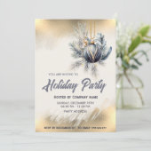 Gold Aquarellverzierung Weihnachtsunternehmen Part Einladung (Stehend Vorderseite)