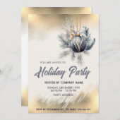 Gold Aquarellverzierung Weihnachtsunternehmen Part Einladung (Vorne/Hinten)