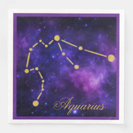 Gold Aquarius-Sternbild auf der Dunkelgalaxie | Serviette
