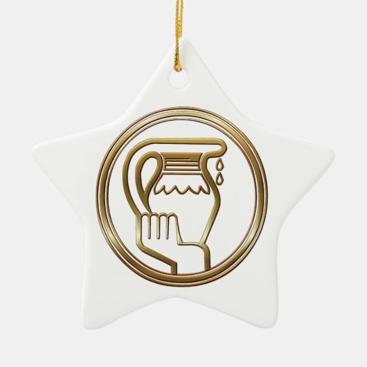 Gold Aquarius Zodiac Water Bearer Astrology Sign Keramikornament (Vorne)