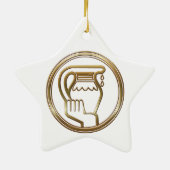 Gold Aquarius Zodiac Water Bearer Astrology Sign Keramikornament (Hinten)