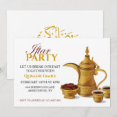 Gold Arabic Dallah Coffee & Dates Iftar Party Einladung (Vorne/Hinten)