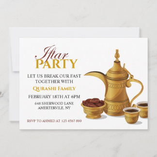Gold Arabische Dallah Kaffee & Datteln Iftar-Party Einladung