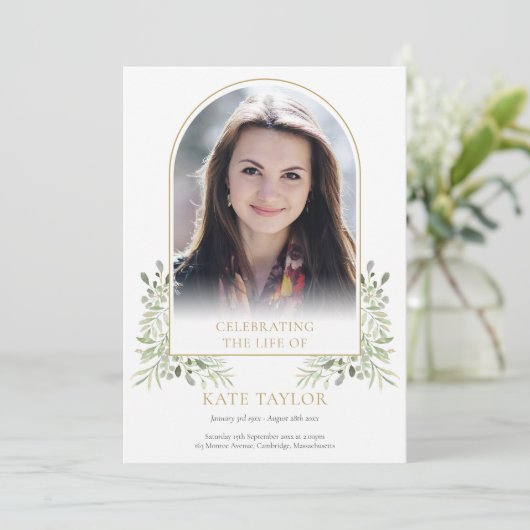 Gold Arch Foliage Beerdigungsreihenfolge des Diens Programm (Stehend Vorderseite)