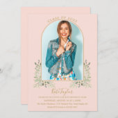Gold Arch Foto Blush Pink Foliage Abschluss Einladung (Vorne/Hinten)