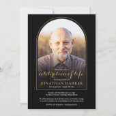 Gold Arch Foto Feier zur Beerdigung des Lebens Einladung (Vorderseite)