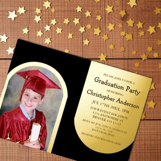 Gold Arch Foto Kinder Abschluss Folieneinladung
