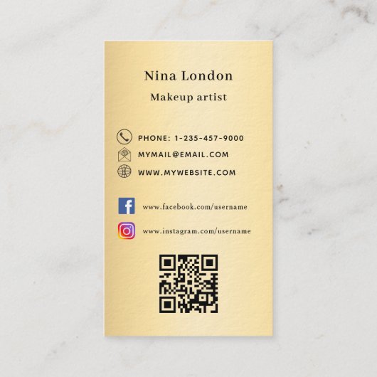 Gold arch Foto Qr Logo Premium Visitenkarte (Rückseite)