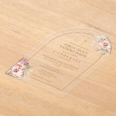 Gold Arch Pampas Grass Floral Erste Heilige Kommun Acryleinladungen (Ablage )