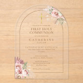 Gold Arch Pampas Grass Floral Erste Heilige Kommun Acryleinladungen (Vorderseite)