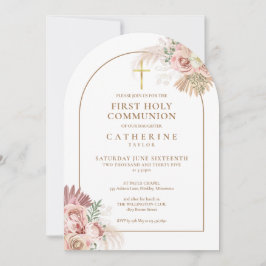 Gold Arch Pampas Grass Floral Erste Heilige Kommun Einladung