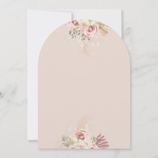 Gold Arch Pampas Grass Floral Girl Taufe Einladung (Rückseite)