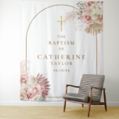 Gold Arch Pampas Grass Taufen Foto Hintergrund Wandteppich (Beispiel)