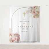 Gold Arch Pampas Grass Taufen Foto Hintergrund Wandteppich (Vorderseite)