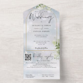 Gold Arch QR Code Grüne Winterhochzeit All In One Einladung (Innen Boden)