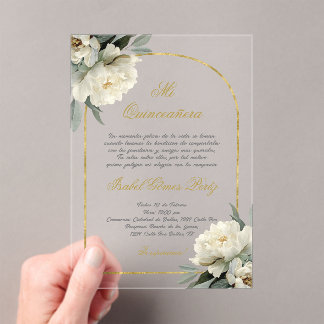 Gold Arch Quinceanera-Einladung auf Spanisch Acryleinladungen